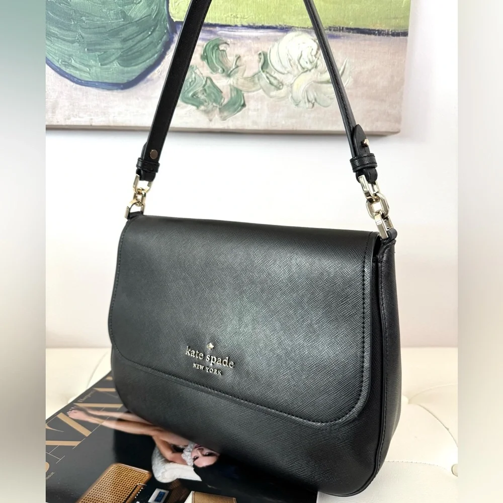 kate spade Black Leather Shoulder Bag with Gold Hardware - Picture 5 of 14